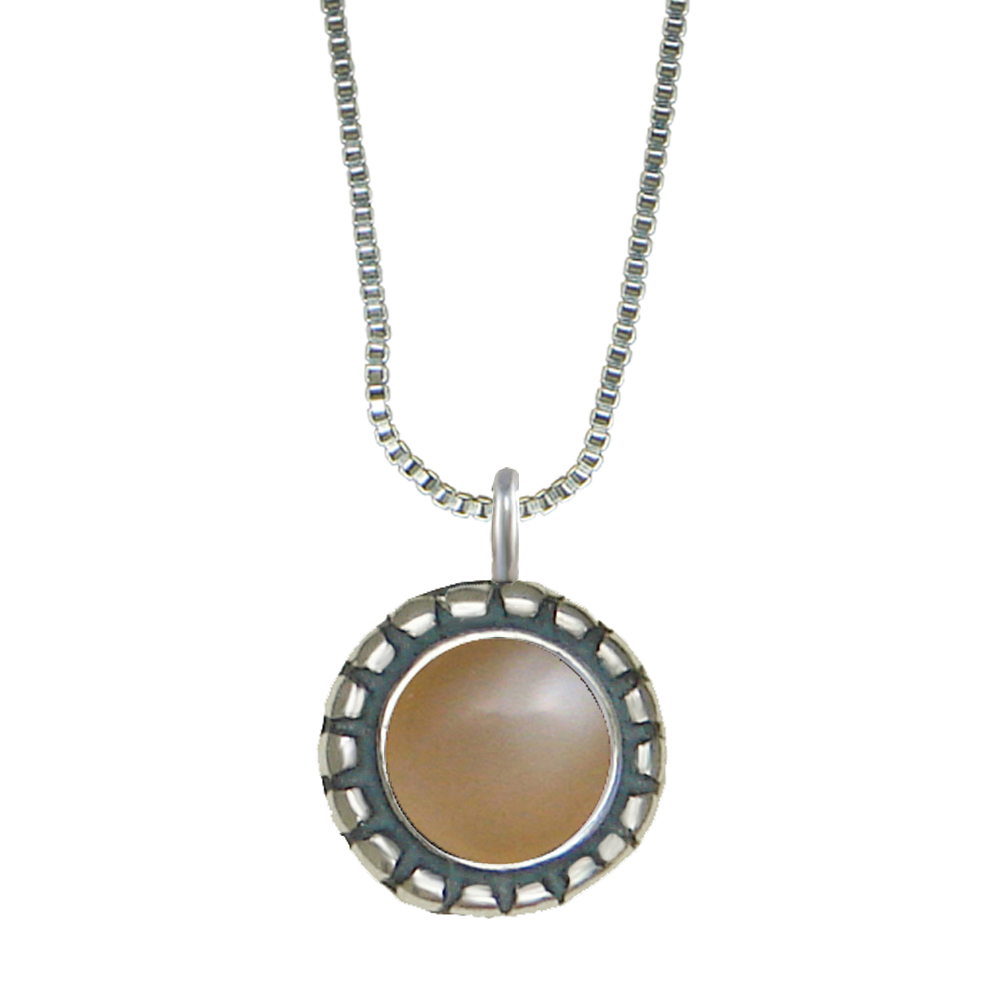 Sterling Silver Little Peach Moonstone Pendant Necklace